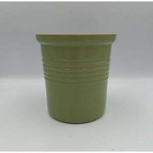 PAMPERED CHEF Family Heritage Stoneware Crock Utensil Holder‎ Green